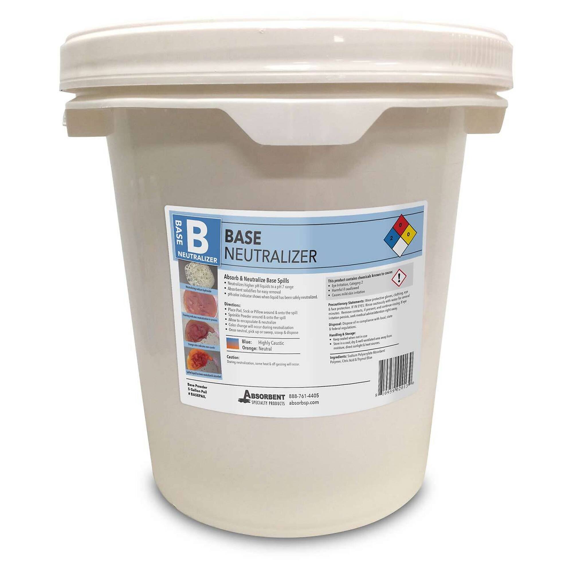 Quick Dam Base Neutralizer — 5 Gal. Pail, Absorbent, Color-Changing, Model# BASEPAIL